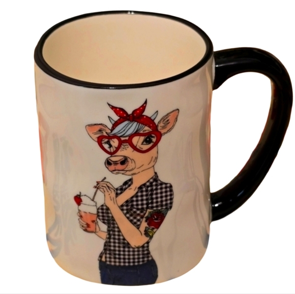 signature houseware Other - Hipster Cow Pin Up Girl Large Coffee Mug 17.5 oz New